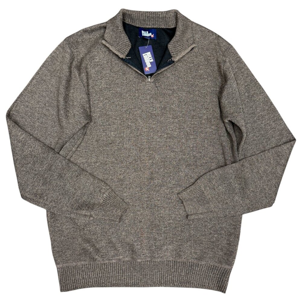 NWT Men's BILLY LONDON UK Half Zip Mock Neck Sweater Brown |‎ Size XL